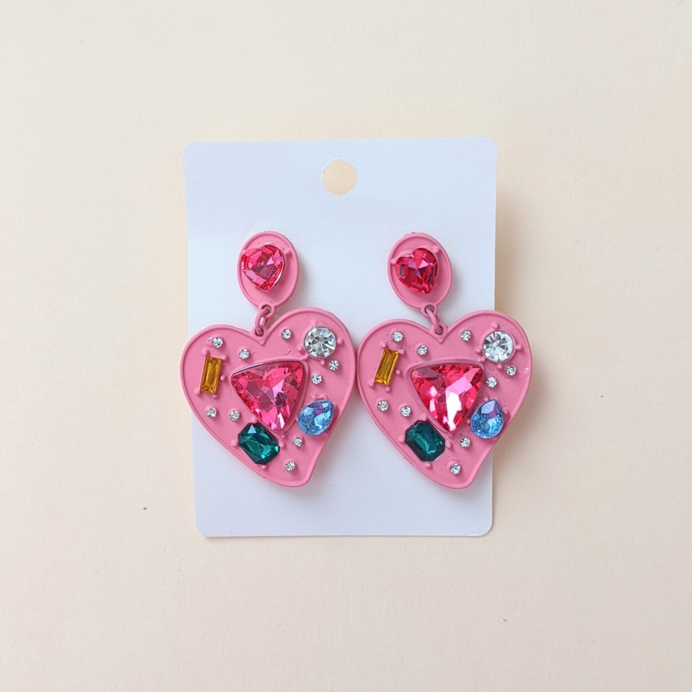 Pink heart earrings